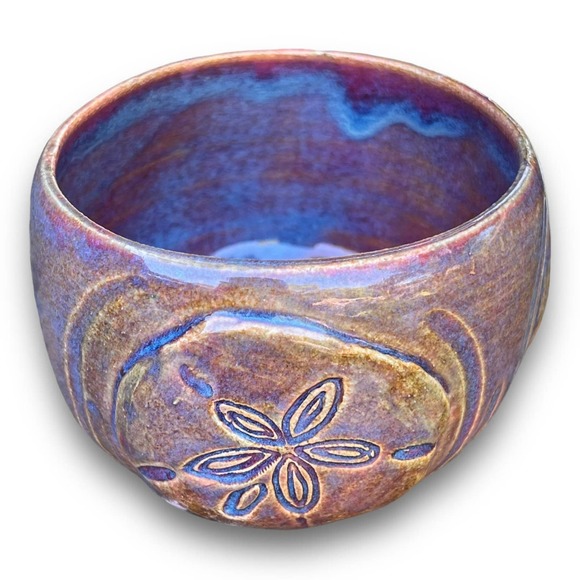 Sand Dollar Pink & Blue Stoneware Pottery Planter/Sea Shell Lover Gift 4x4” - Picture 11 of 11